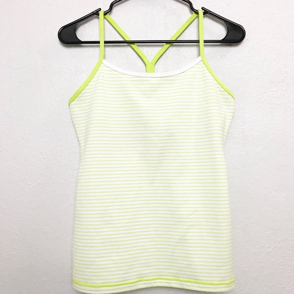 lululemon athletica Tops - Lululemon Power Y Lime Stripe Tank Top Sz 8